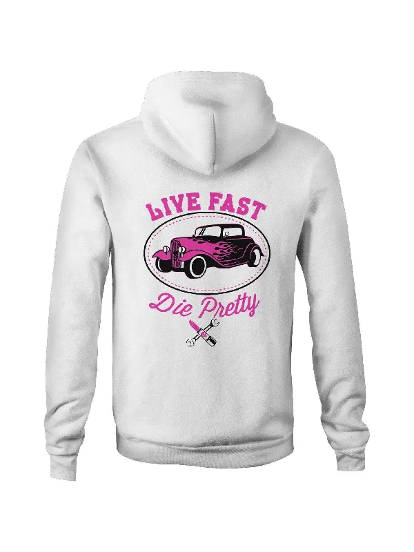 Live Fast Die Pretty - Fleecy Womens Hoodie Hoodie with Snap Buttons Easy Quick