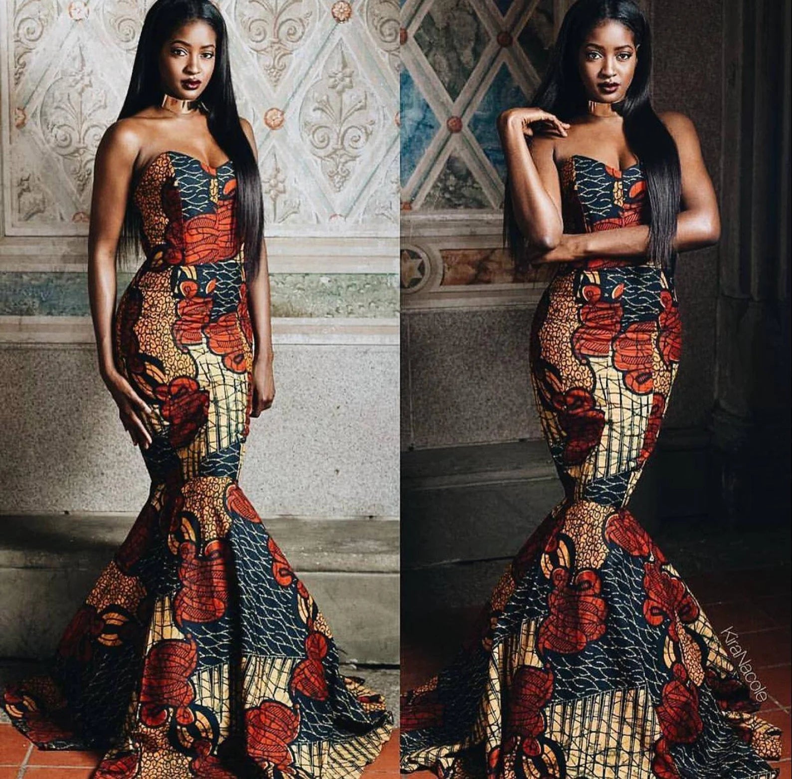 African Print Mermaid Gown - Elegant Banquet Dress | African Maxi Party Dress | Stylish Ankara Fashion Gown Tunics Floral girly