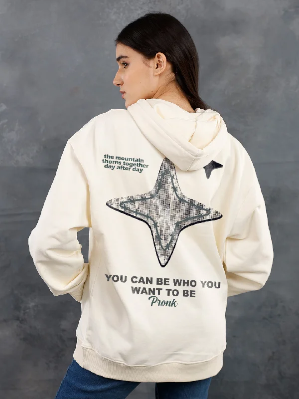 Mountain Star Women Drop Shoulder Premium Terry Hoodie Hoodie with Cropped Fit Short Trendy