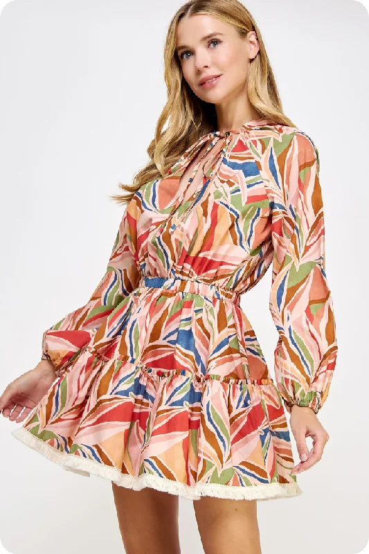 Quinn Printed Mini Dress Chic Tropical Mini Dress