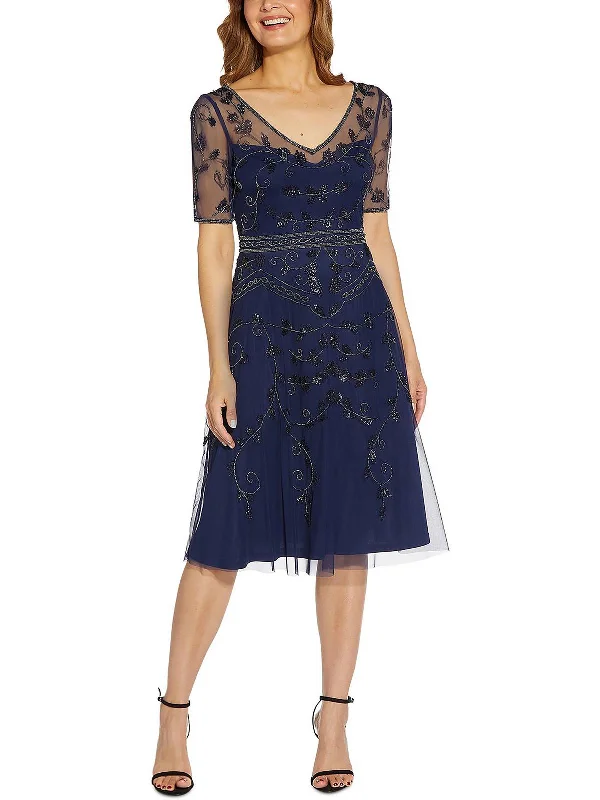Womens Embellished Midi Cocktail and Party Dress Chiffon Maxi Beach