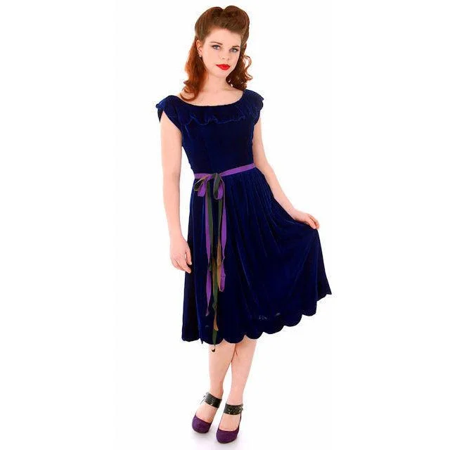 Vintage Sapphire Blue Velvet Party Dress 1940s Mary Muffet Limited Small NWT Tunics Bestseller popular Vintage Sapphire Blue Velvet Party Dress 1940s Mary Muffet Limited Small NWT Tunics Bestseller popular