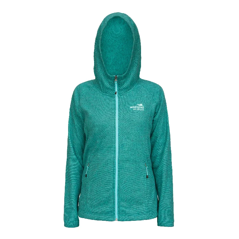 Womens Micro Fleece Hoodie - Wild Kiwi Hoodie with Hem Ribbing Snug Secure