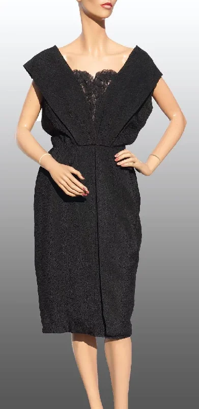 Vintage 1950s Cocktail Party Dress - Doree Leventhal - L Tunics Formal black