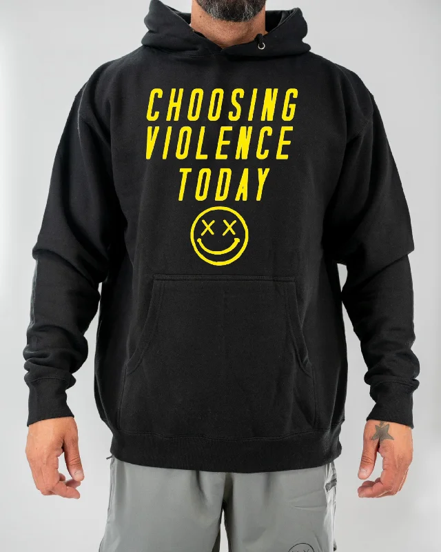 Salty Savage Unisex “CHOOSING VIOLENCE TODAY” Hoodie |Yellow Graphic Hoodie Design Print