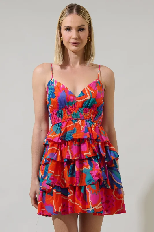 Kahlia Tropics Ruffle Mini Dress Cozy Sweater Mini Dress