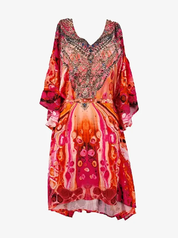 Gems Kaleidoscope Embellished Resort Mini Dress Size M Fashionable Polka Dot Mini Dress