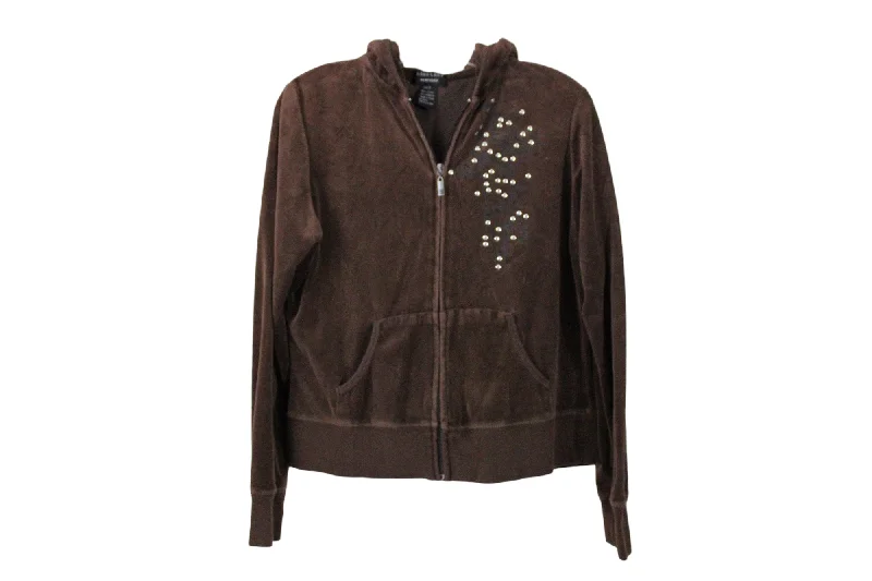 Soho Lady New York Brown Velour Hoodie | S Cotton Hoodie Fleece Lining Warmth