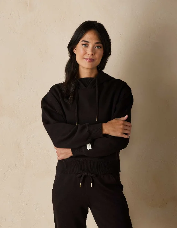 Jackie Premium Fleece Boxy Skimmer Hoodie in Chestnut Hoodie with Embroidery Detailed Premium