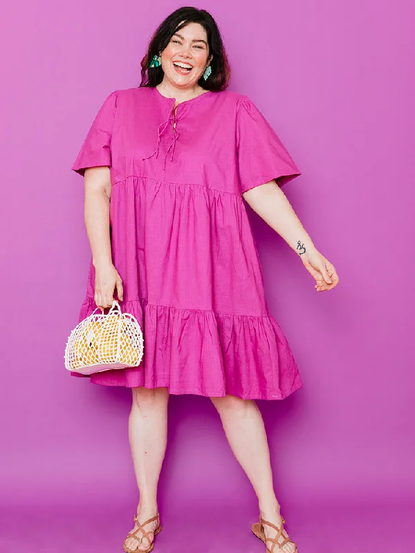 Adelaide Tiered Plus Size Mini Dress - Orchid Stylish Sweetheart Mini Dress