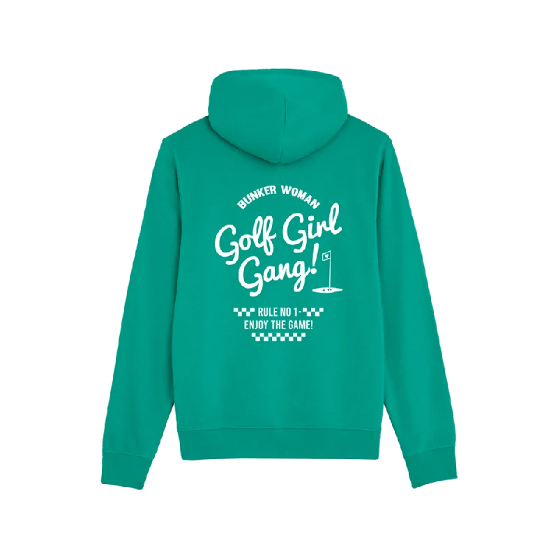 Bunker Woman Retro Crest Hoodie Green Hoodie with Cropped Fit Short Trendy