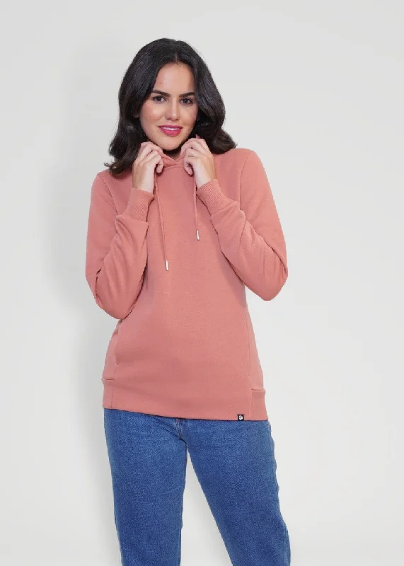 Women Fleece Hoodie Sweatshirt | Salmon Pink | Pronk Hoodie with Zipper Placket Modern Functional