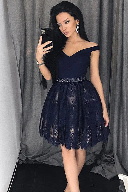 Navy Blue Lace Short Prom Dress For Teens,Graduation Party Dresse,Homecoming Dresses OK328 Halter Neckline Beach Navy Blue Lace Short Prom Dress For Teens,Graduation Party Dresse,Homecoming Dresses OK328 Halter Neckline Beach