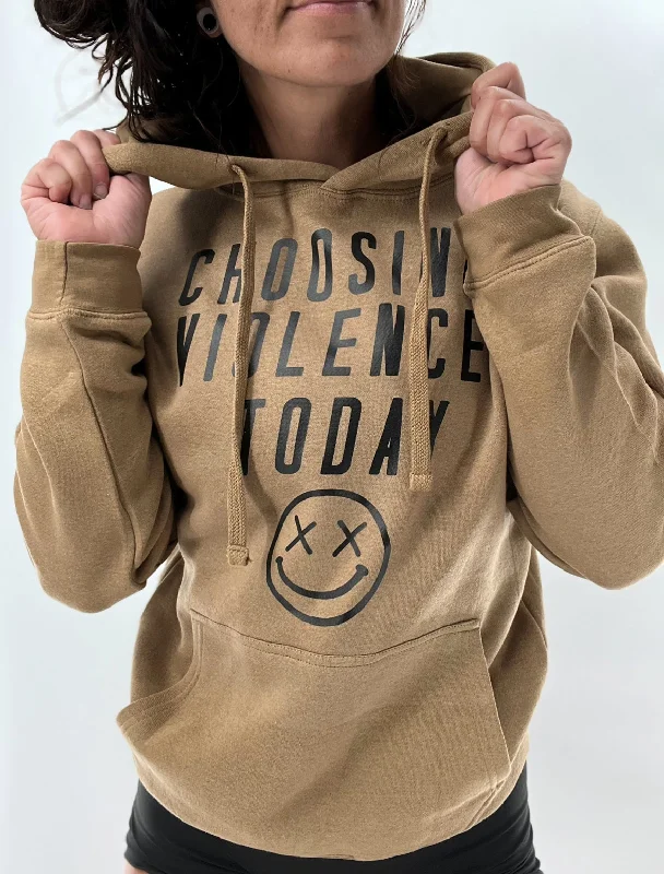 Salty Savage Unisex “CHOOSING VIOLENCE TODAY” Classic Lounge Hoodie Hoodie with Hem Embroidery Detailed Premium