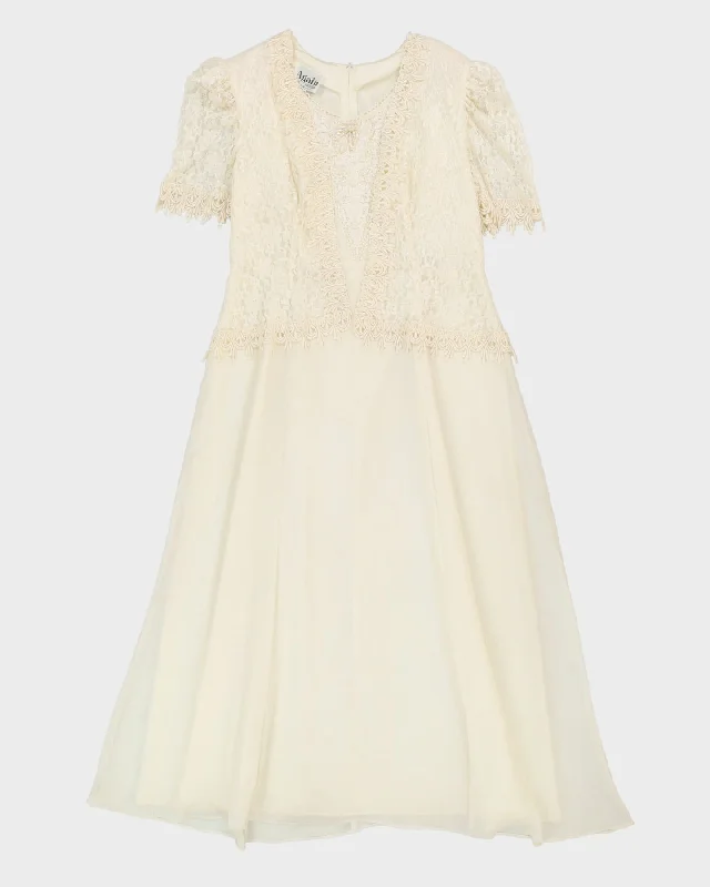 Vintage 1990s Off-White Beaded Party Dress - S Tunics Top rated