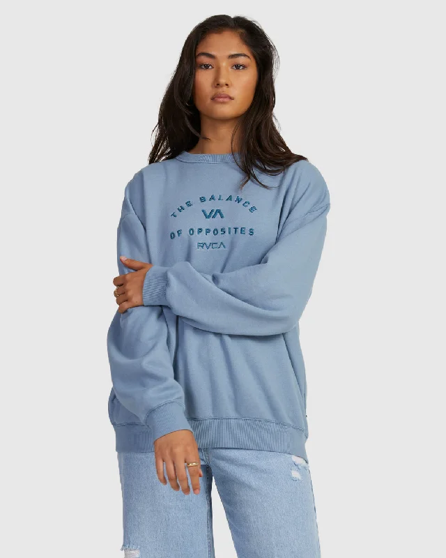 Bold Vintage Crew Neck Sweatshirt - Ice Blue Hoodie with Typography Text Message