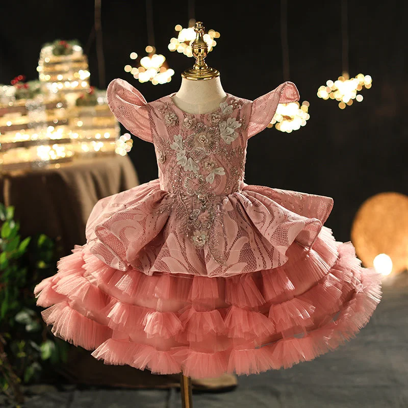 Toddler Ball Gowns Girl Pageant Formal Embroidered Flower Girl Dress Fluffy Cake Princess Dress Tunics Running lightweight Toddler Ball Gowns Girl Pageant Formal Embroidered Flower Girl Dress Fluffy Cake Princess Dress Tunics Running lightweight