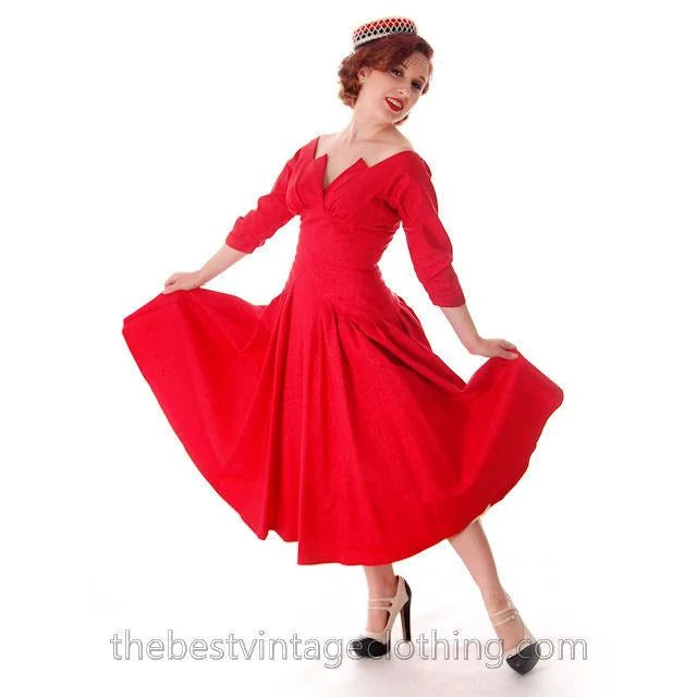 Vintage Party Dress Red Faille Super Fitted Waist Full Skirt 1940s Small Tunics Cozy comfortable Vintage Party Dress Red Faille Super Fitted Waist Full Skirt 1940s Small Tunics Cozy comfortable