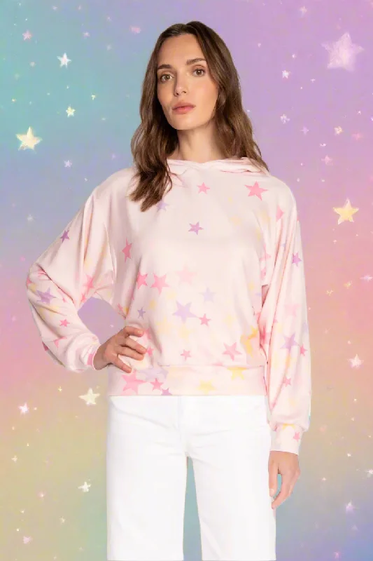 PJ Salvage Peach Party Star Hoodie Hoodie with Drawstring Waist Adjustable Fitted