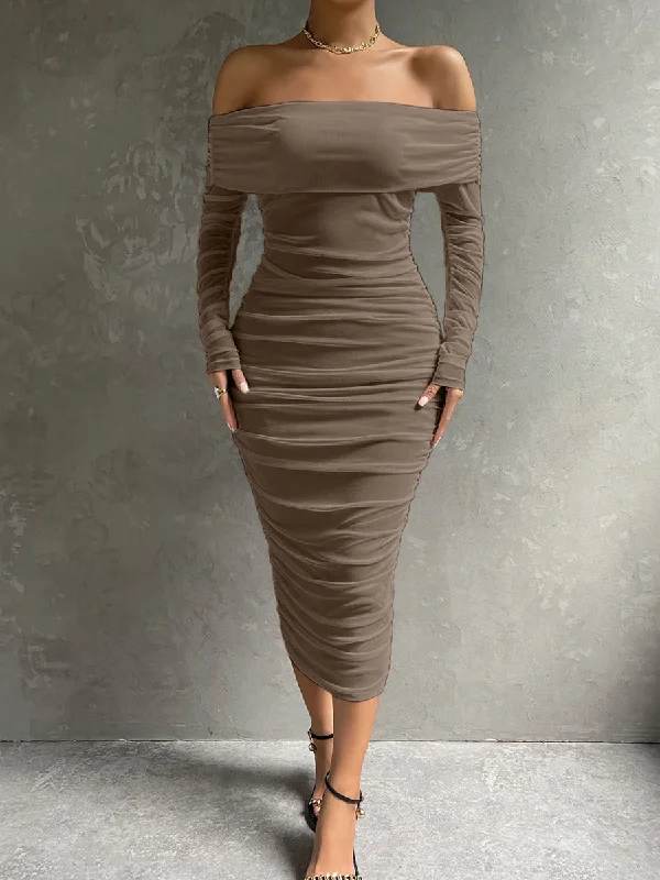 Victoria Off Shoulder Mesh Party Dress Tunics Sale discount