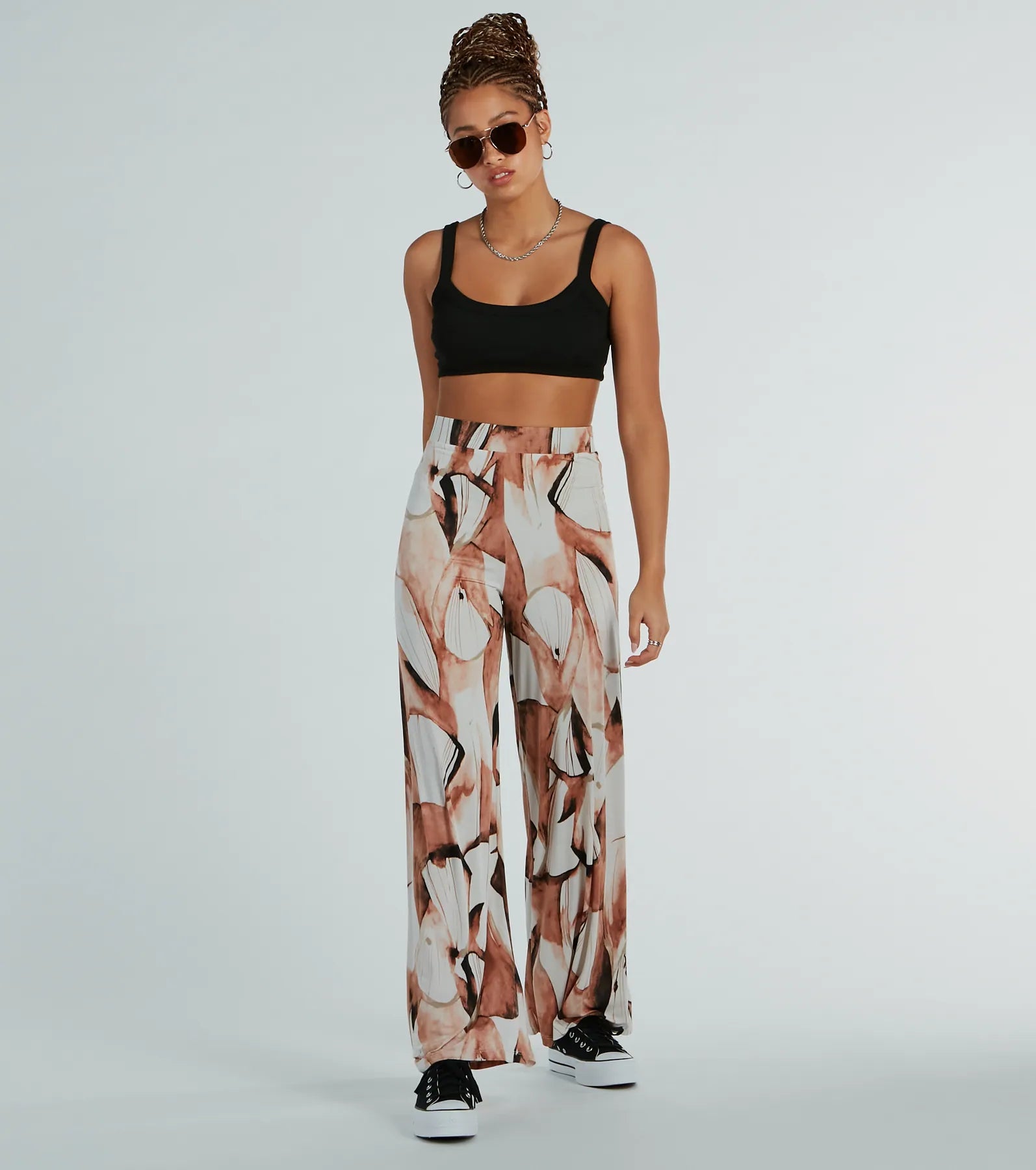 Like A Work Of Art Abstract Wide Leg Palazzo Pants Comfortable Jogging Pants