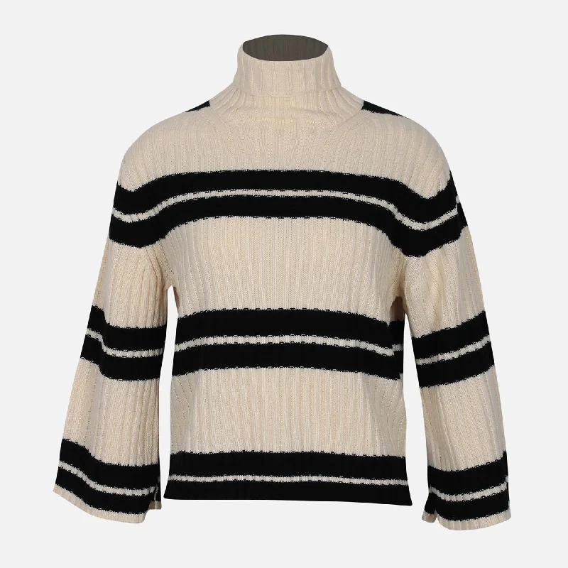 LADIES ROLLED NECK SWEATER Beaded Sweater Sequined Faux Fur