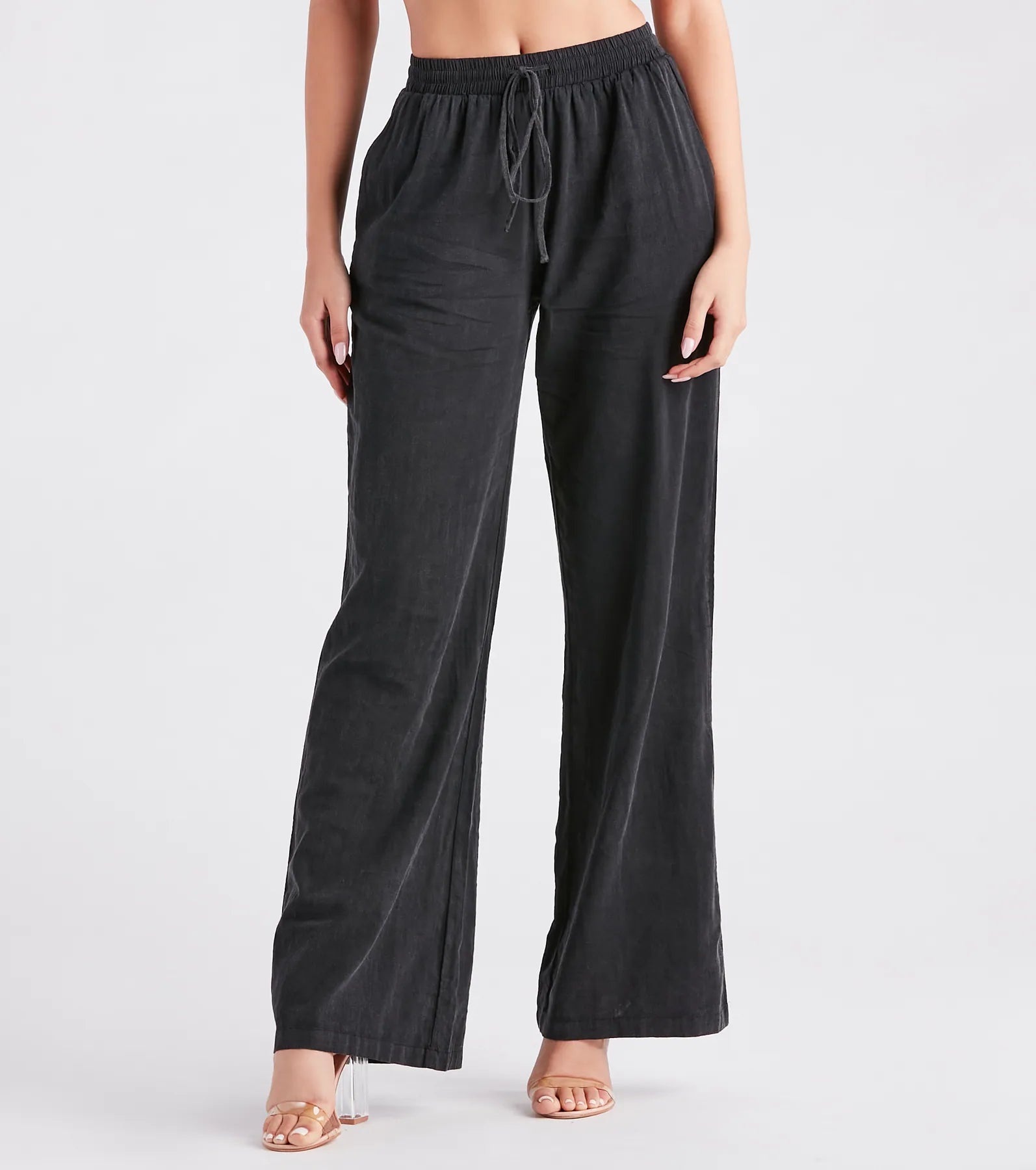 Weekend By The Bay Cotton Wide-Leg Pants Cozy Fitted Pants