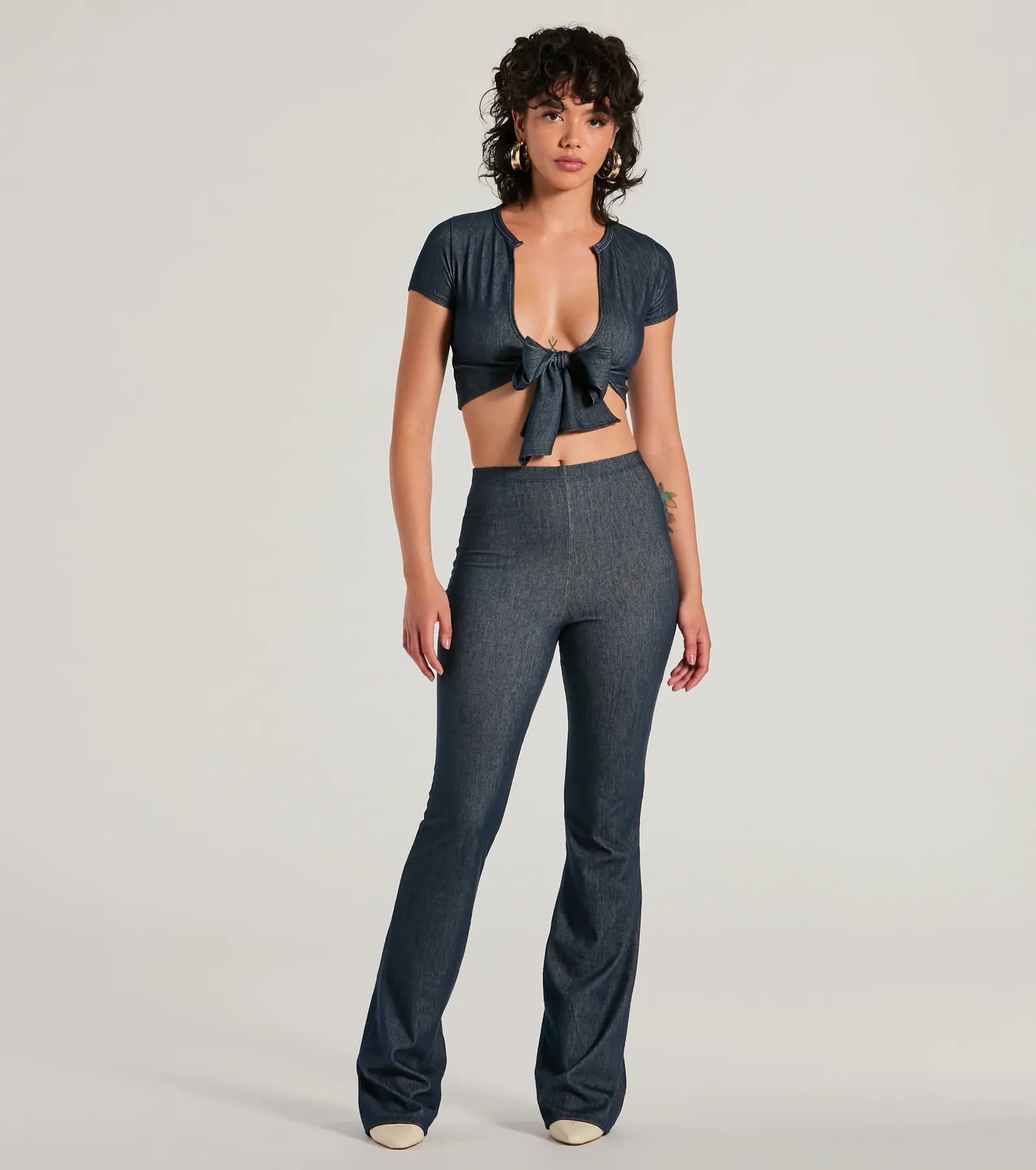 Cause A Commotion High Rise Flare Denim Pants Comfy High-Waist Jeans