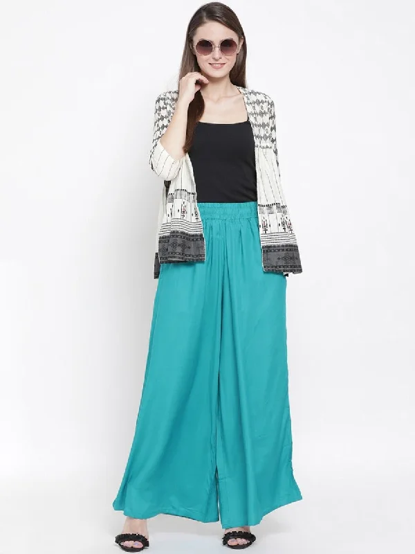 Rupa Softline Blue Palazzo Pants for Ladies Cozy Lounge Pants