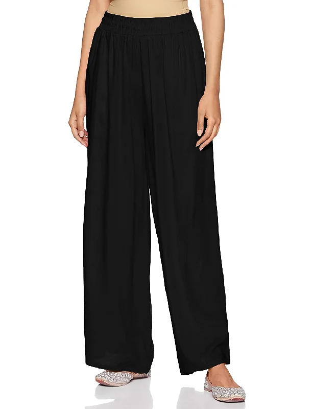Free Size Black Palazzo Pants for Ladies Chic Slim Fit Pants