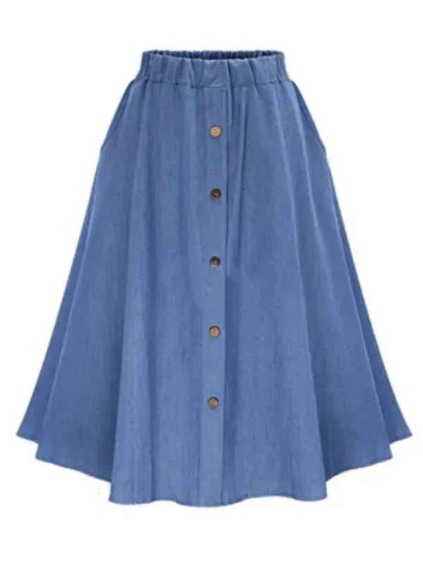 Women High Waist Midi Denim Skirt silk skirt smooth