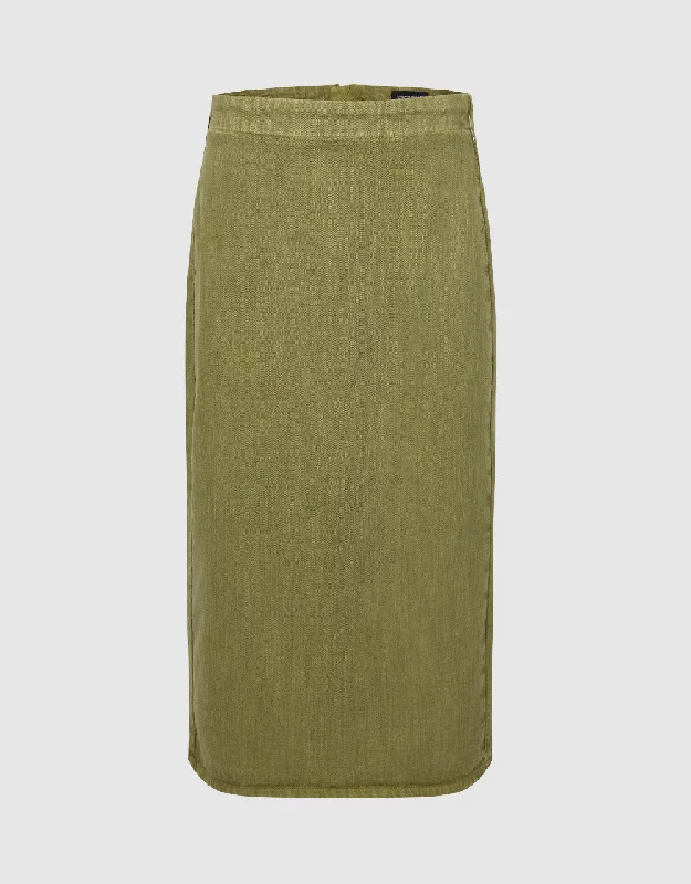 Straight Midi Denim Skirt With Rope cashmere skirt plush