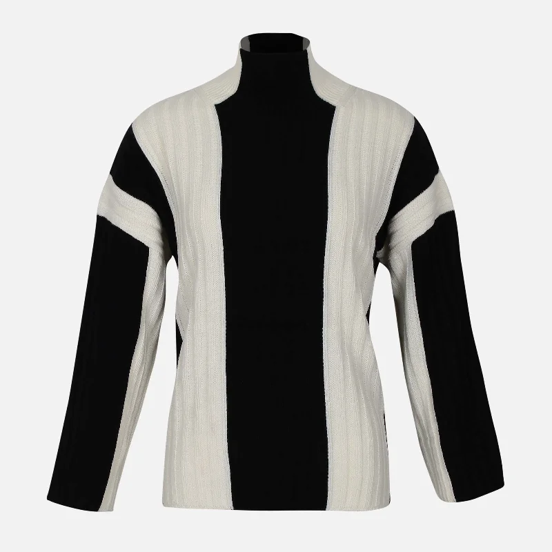 LADIES HIGH NECK SWEATER Boxy Sweater Fitted Sweater A-Line