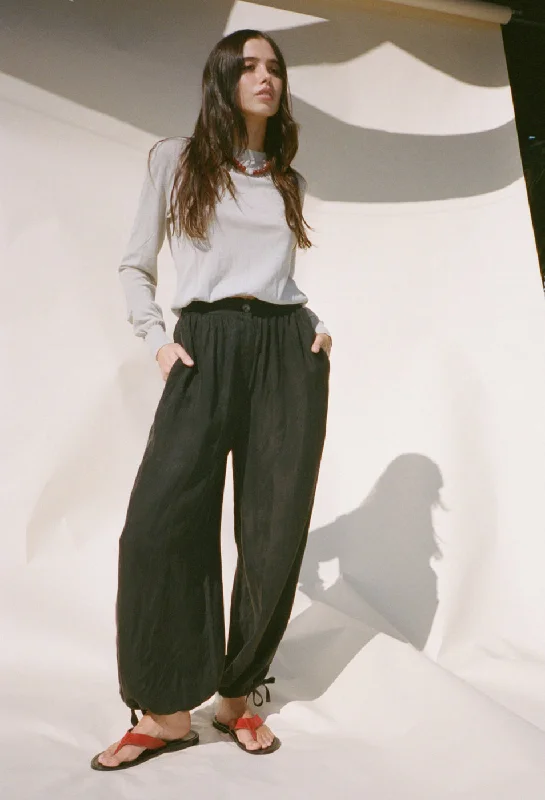 Vera Black Cupro Pant Classic Stretch Pants