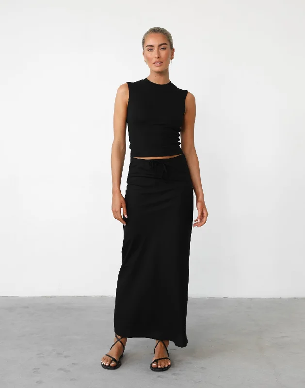 Darna Maxi Skirt (Black) wool skirt sturdy
