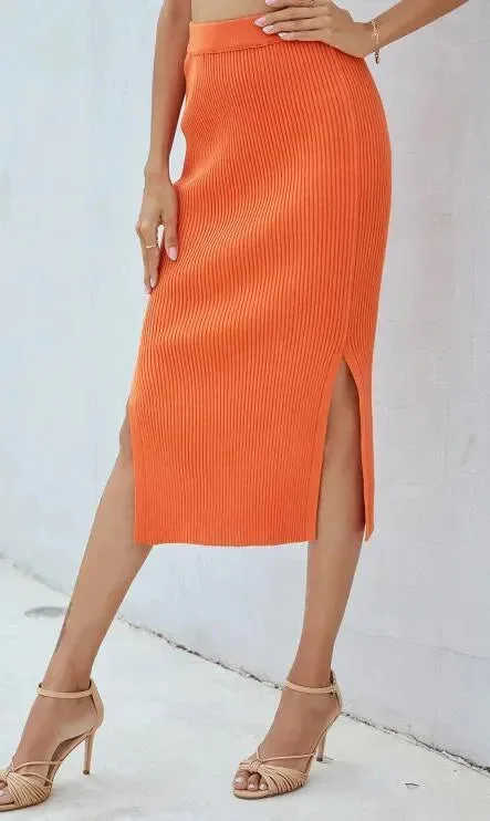 Ladies Sheath Midi Skirt linen skirt natural