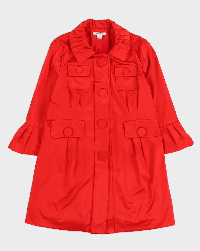 Red Satin Mac Style Jacket - L Wool Jacket Cashmere Jacket Tweed Jacket