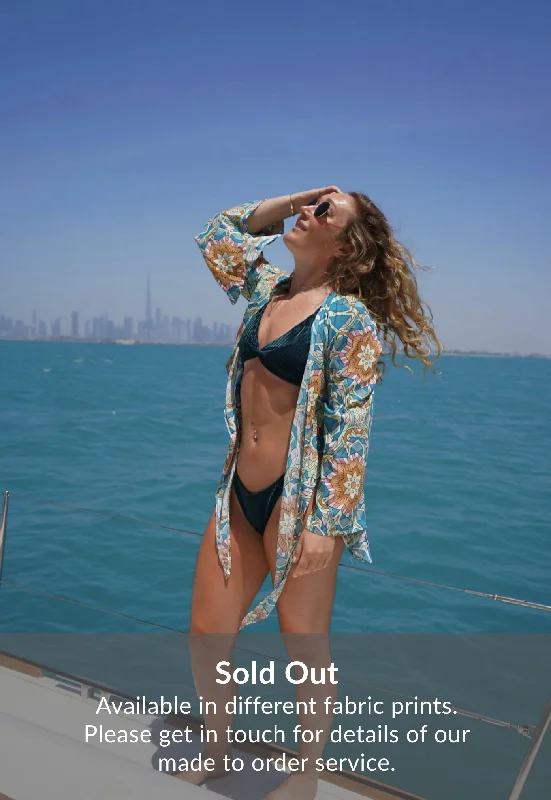 Tie me up cropped jacket - Ocean Kaleidoscope Bomber Jacket Anorak Windbreaker