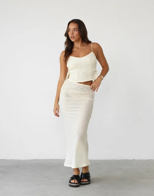 Endless Maxi Skirt (Ivory) - By Lioness silk skirt lustrous