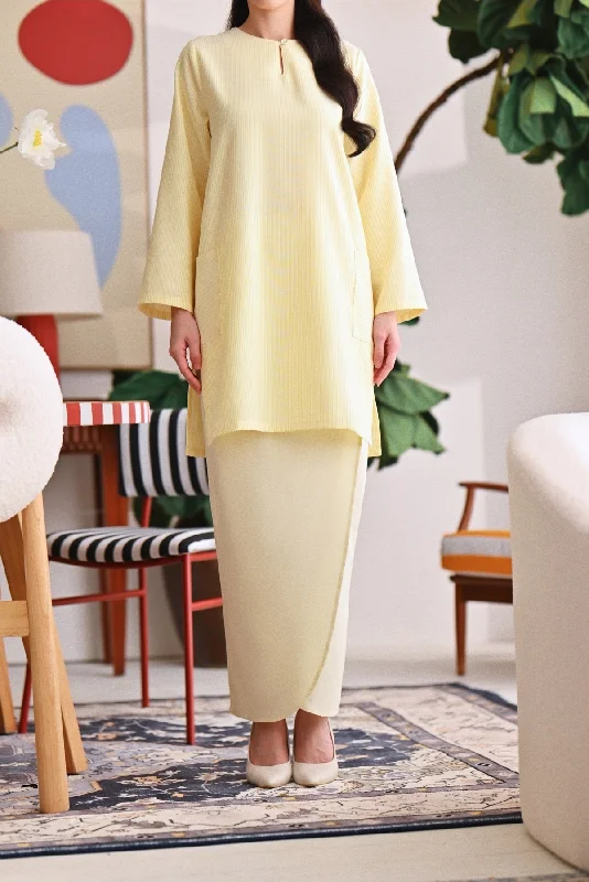 The Akari Women Tulip Skirt - Baby Yellow corduroy skirt cozy
