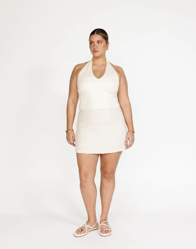Valeria Mini Skirt (Oat) belted skirt waist