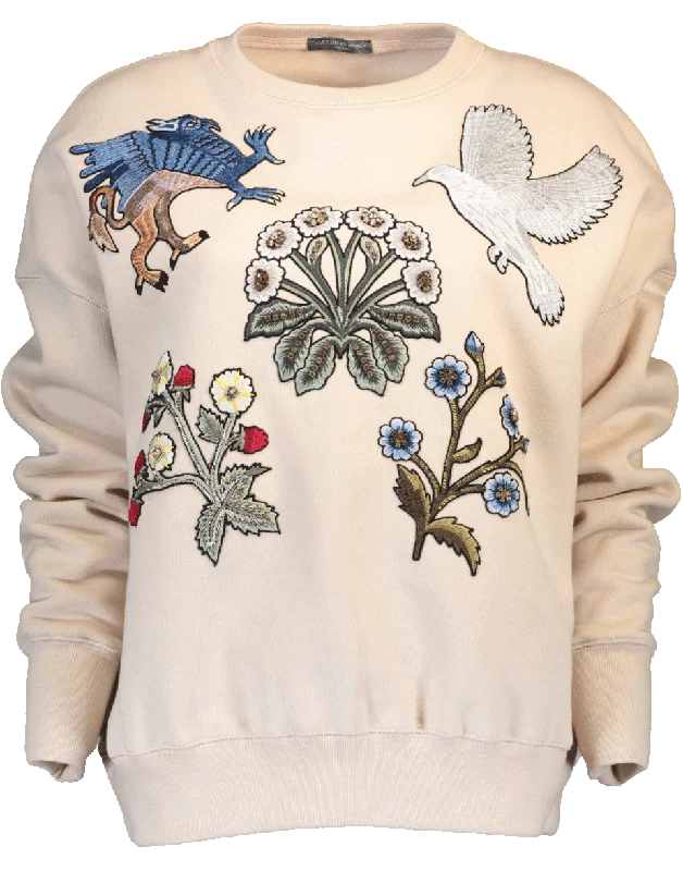 Medieval Sweater Solid Color Striped Floral Print