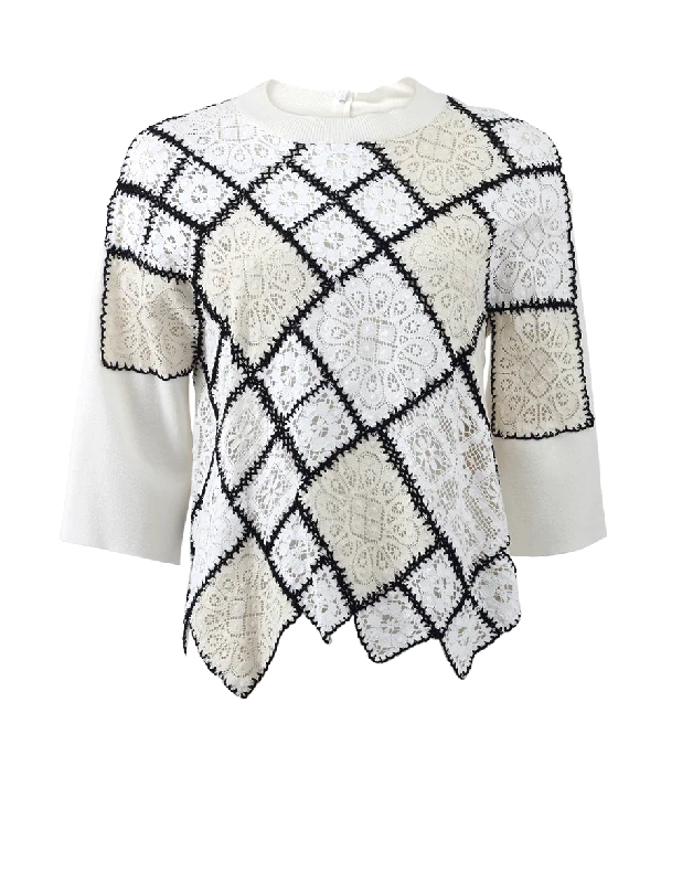 Lace And Crochet Patchwork Sweater Cotton Fabric Linen Fabric Terry Fabric