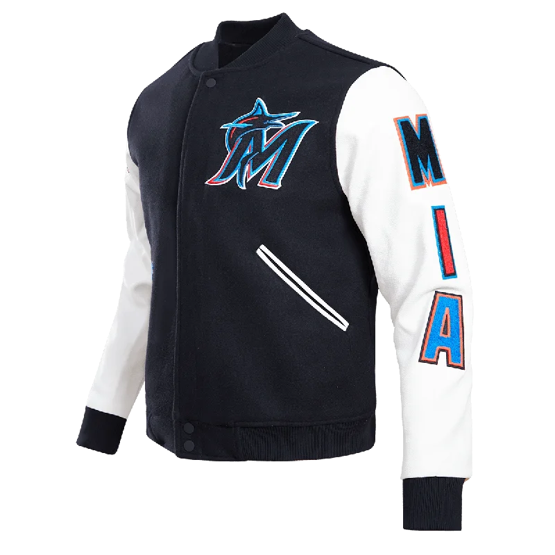 CHAMARRA MLB MIAMI MARLINS CLASSIC WOOL VARSITY JACKET Welt Pockets Slit Pockets Flap Pockets CHAMARRA MLB MIAMI MARLINS CLASSIC WOOL VARSITY JACKET Welt Pockets Slit Pockets Flap Pockets