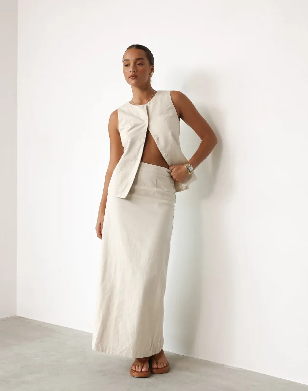 Kristen Maxi Skirt (Oat) silk skirt luxurious