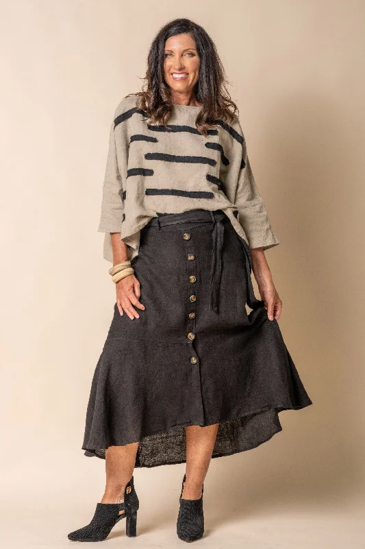 Jayne Linen Skirt in Onyx denim skirt trendy