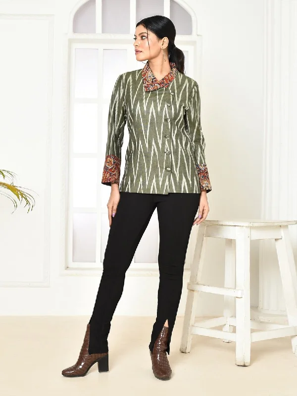 Cara Ikkat Cotton Jackets for Women Knit Jacket Woven Jacket Fleece Jacket