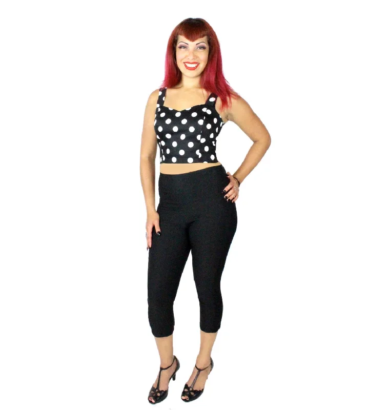 Black High Waisted Capri Pants #CP-B511 Comfy High-Waist Jeans
