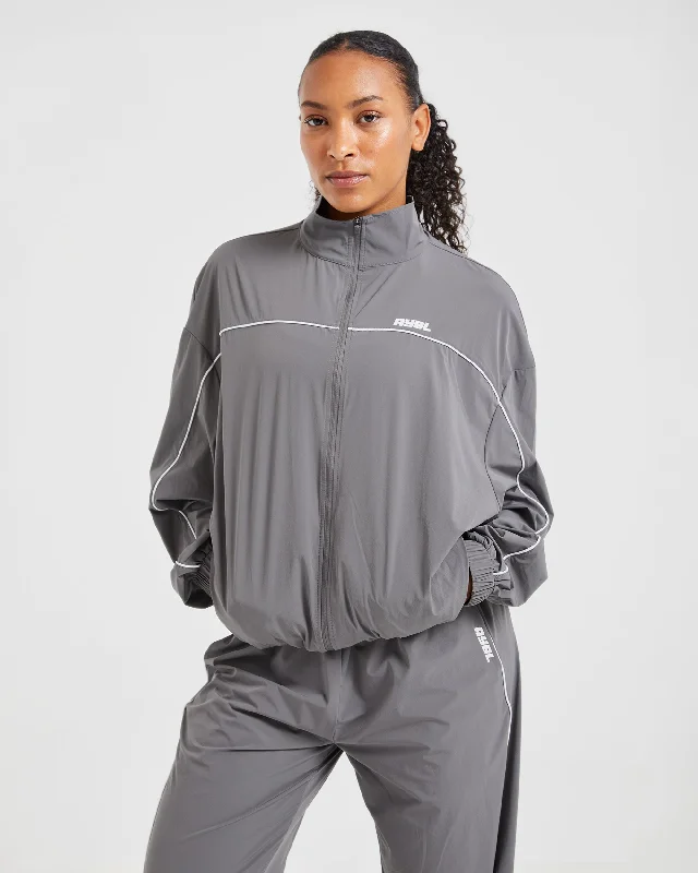 Justine Oversized Track Jacket - Grey Cardigan Sweater Pullover