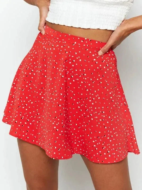 Floral Chiffon Mini Umbrella Skirt flowy skirt hem